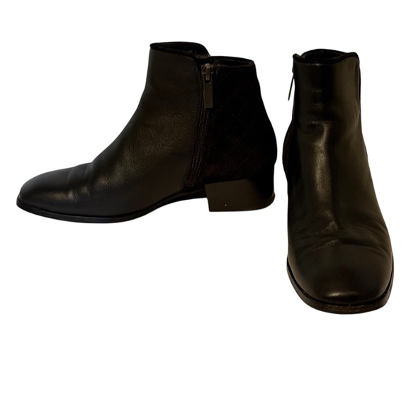 Aquatalia Shoes - AQUATALIA SHOES ANKLE BOOTS BOOTIES BLACK LEATHER SUEDE SIDE ZIP ITALY SIZE 7